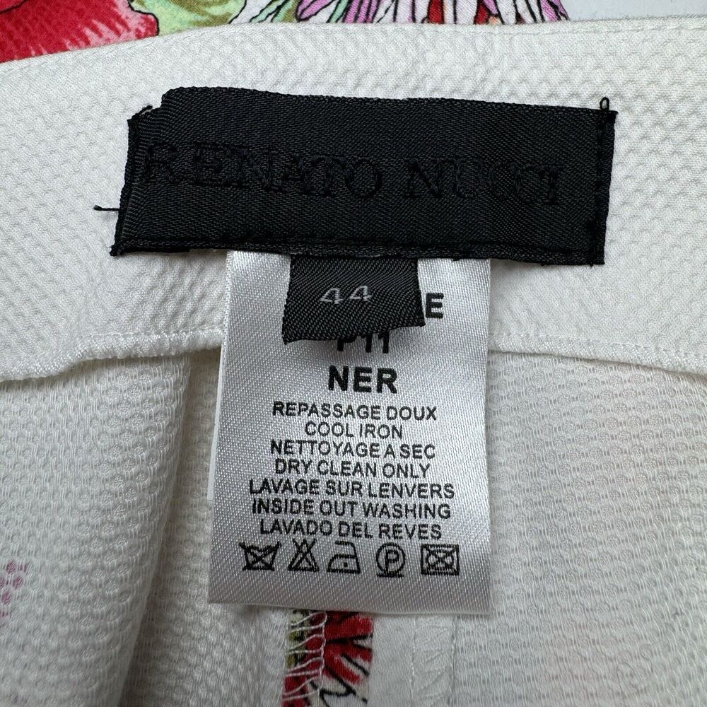 Renato Nucci Cropped Pants Womens Large White Textured Floral Made in France - Picture 2 of 14